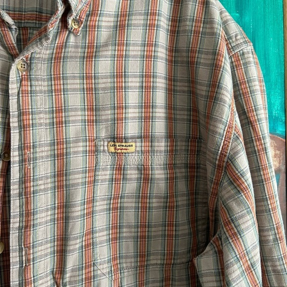 Levi's Tan and Orange Plaid Casual Shirt XL - Picture 4 of 16
